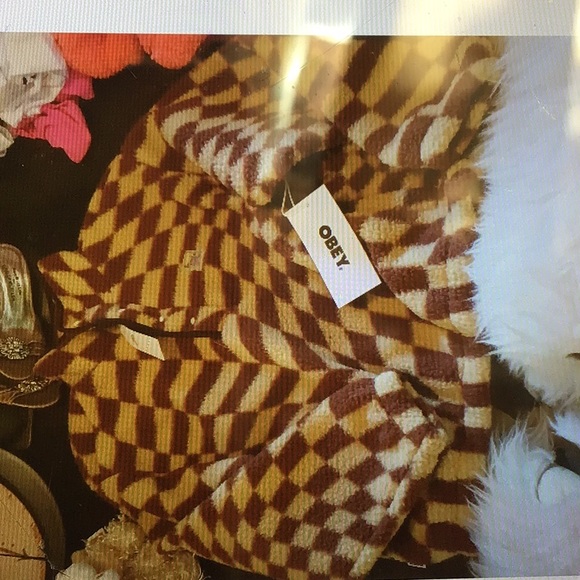 NEW! OBEY Checkered popover fleece jacket - Picture 4 of 8